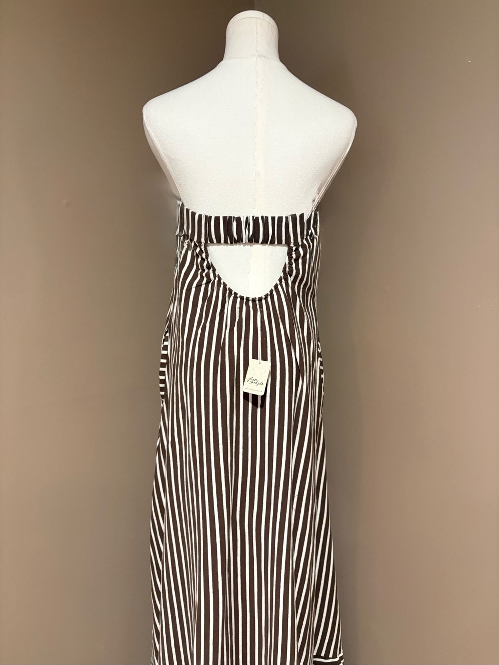 Sadie Striped Midi Dress by free-est at Free People 
Coconut Milk Combo Brown L - Picture 10 of 12